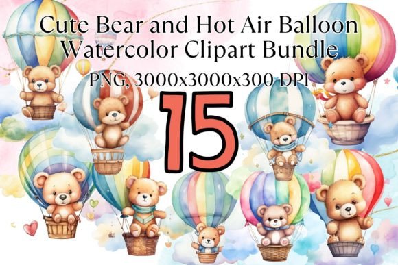 Bear Balloon Watercolor Clipart Bundle: Illustrations Review
