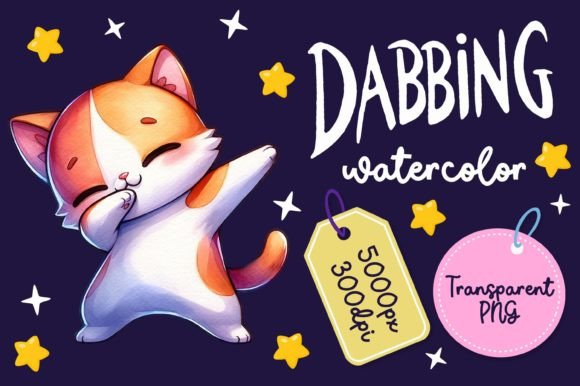 Cute Dabbing Cat Watercolor Illustrations Review
