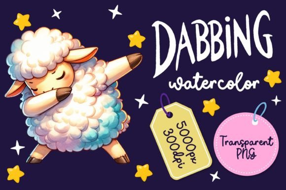 Cute Dabbing Sheep Watercolor Illustrations for Blogs