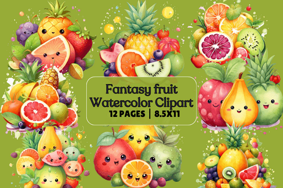Fantasy Fruit Watercolor Clipart for Illustrations