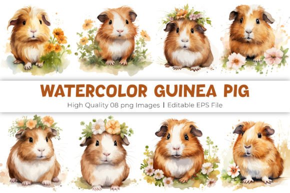 Floral Watercolor Guinea Pig Clipart Review