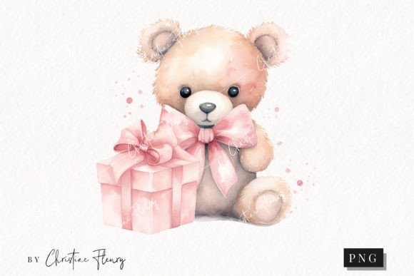 Pink Teddy Bear PNG: Illustrations for Digital Products