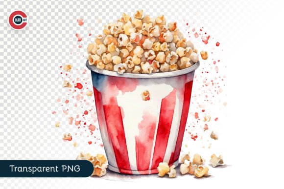 Popcorn Watercolor Clipart: Illustrations for Local Branding