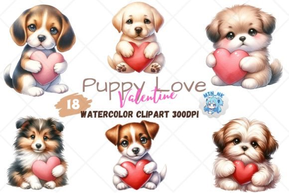 Puppy Love Valentine Watercolor Clipart Review