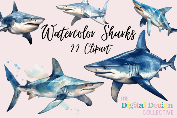 Shark Watercolor Clipart Bundle: Illustrations Review