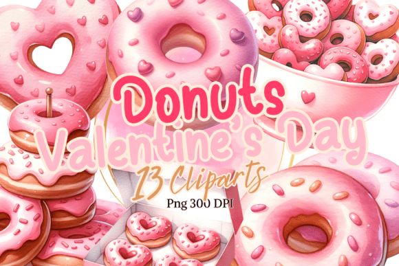 Valentine’s Day Donut Watercolor Clipart Review