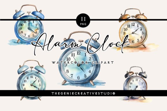 Watercolor Alarm Clock PNG Clipart Review