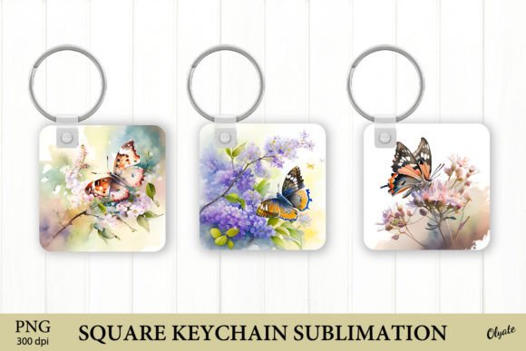Watercolor Butterfly Keychain PNG for Illustrations