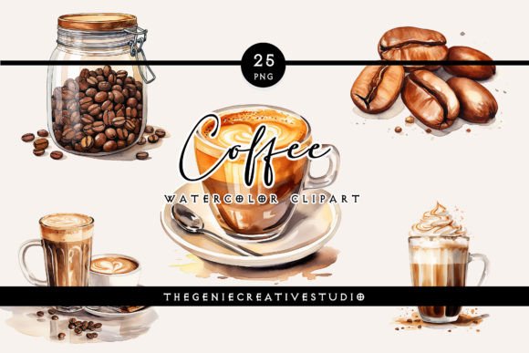 Watercolor Coffee PNG Clipart for Illustrations