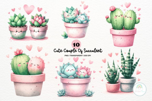 Watercolor Couple of Succulent Illustrations for Branding