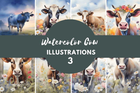 Watercolor Cow Painting: Illustrations for Branding
