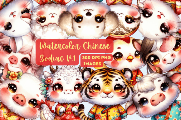 Watercolor Cute Chinese Zodiac V.1 Illustrations Review