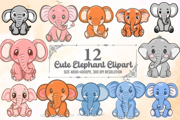 Watercolor Cute Elephant Clipart Bundle Review