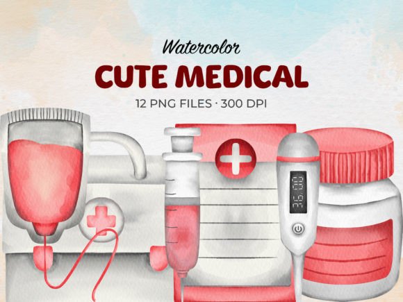Watercolor Cute Medical Set Illustrations for Blogs