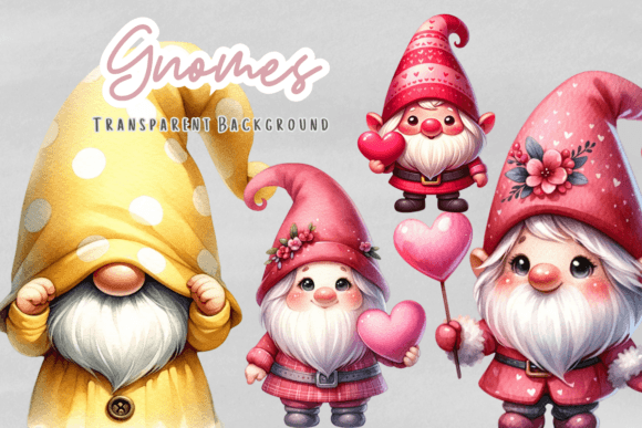 Watercolor Gnomes Bundle Clipart: Illustrations for Branding