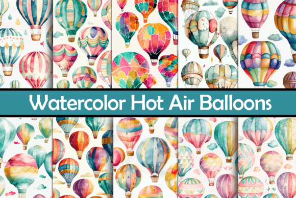Watercolor Hot Air Balloons Pattern Illustrations Review