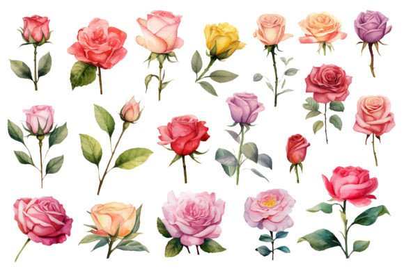 Watercolor Roses Floral Clipart Bouquets Review