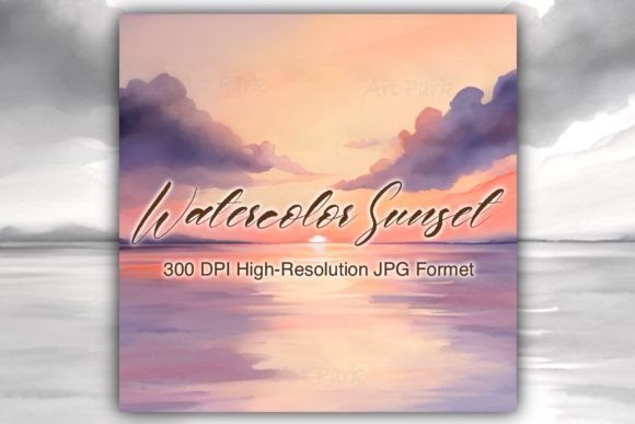 Watercolor Sunset Background for Illustrations