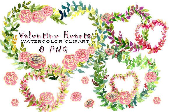 Watercolor Valentine Hearts Illustrations for Crafters