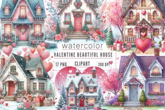 Watercolor Valentine's Day House Clipart Review