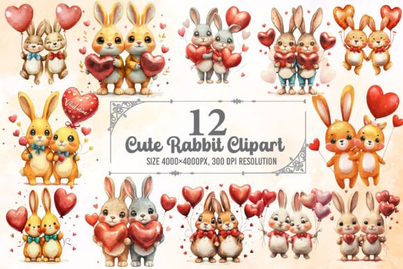 Watercolor Valentines Day Bunny Png Illustrations Review