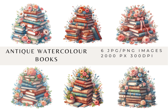Watercolour Antique Books Illustrations Review