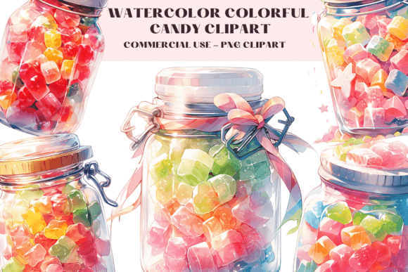Watercolour Colourful Candy Clipart for Illustrations